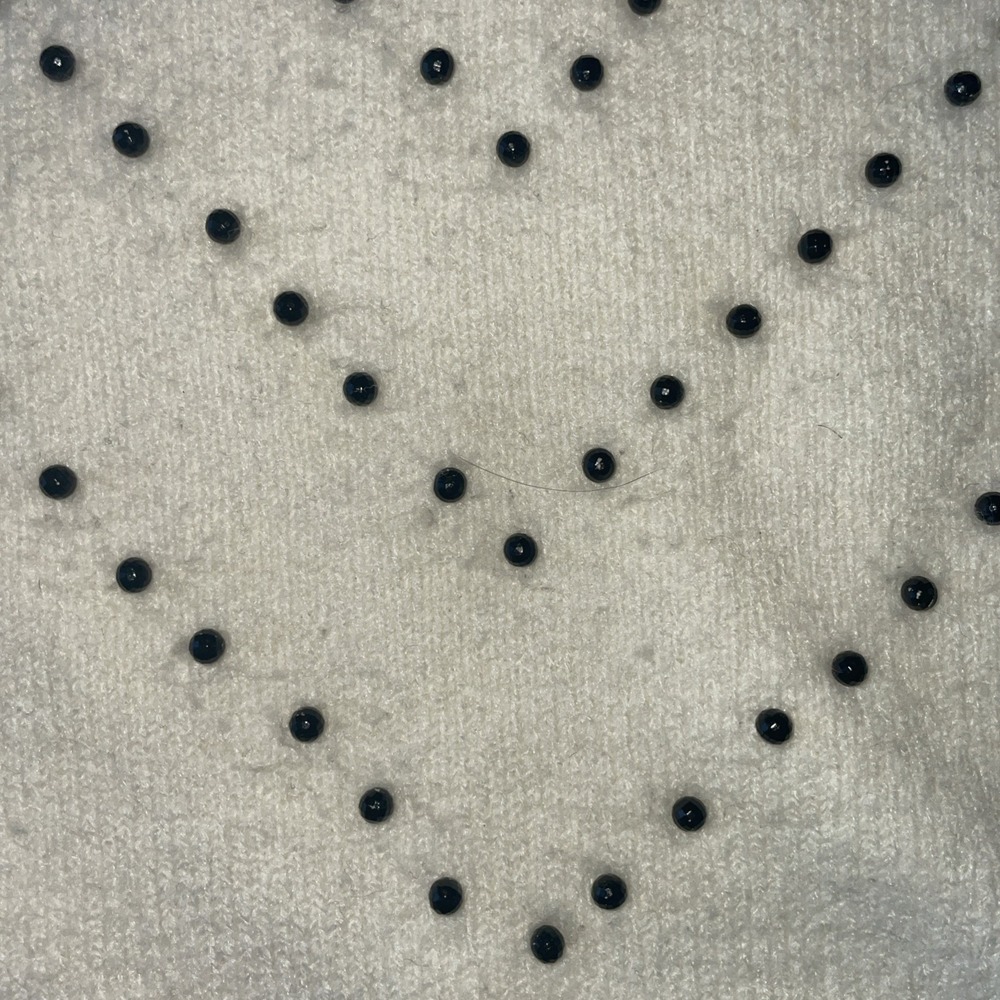Vintage Express White Pull over sweater Beaded‎ Decoration Small